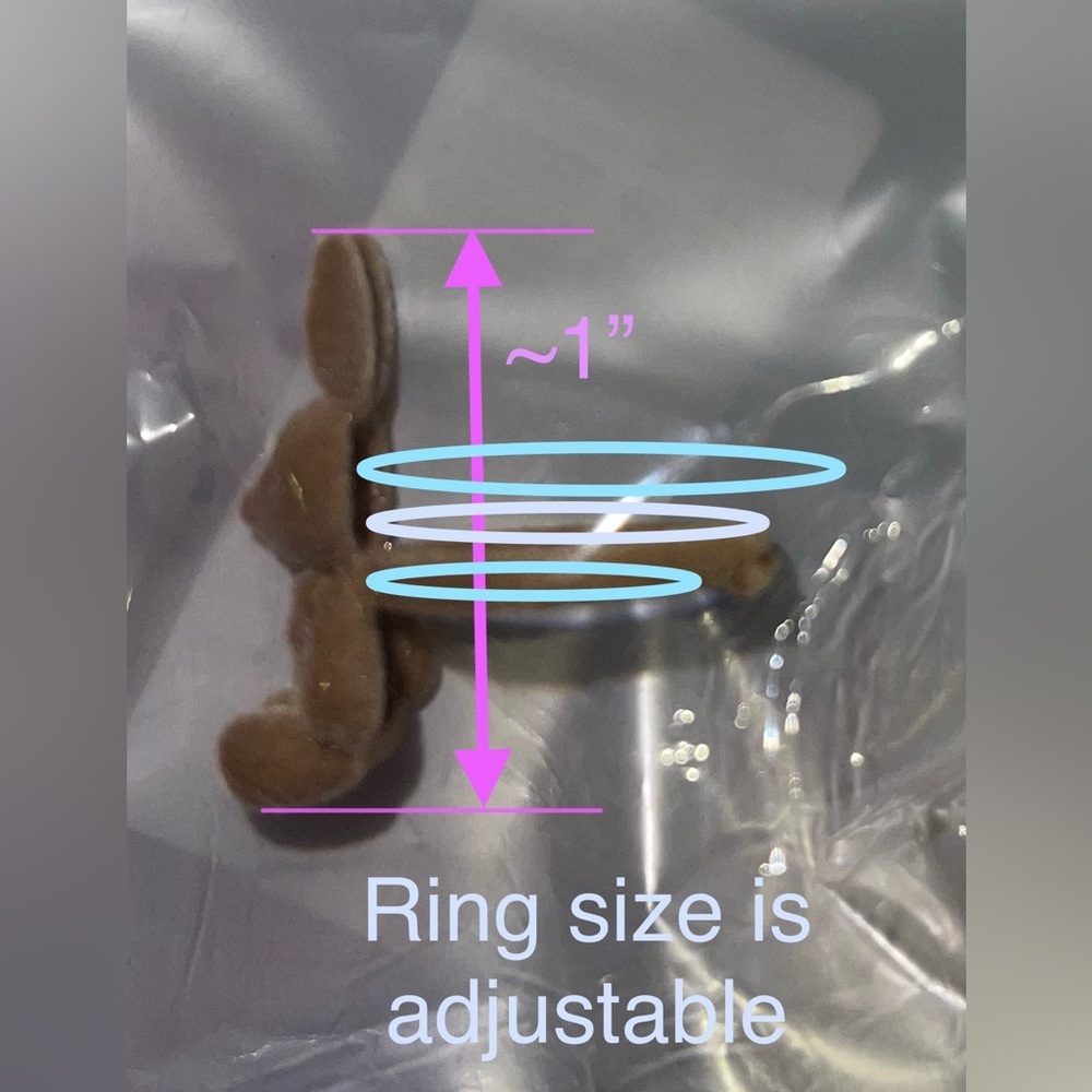 Fuzzy Bunny Ring adjustable light brown - Picture 4 of 5